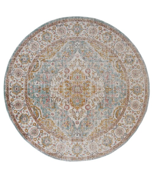 Amer Eternal Solidad Vintage Sea Blue Round Rug 6'7"x6'7"