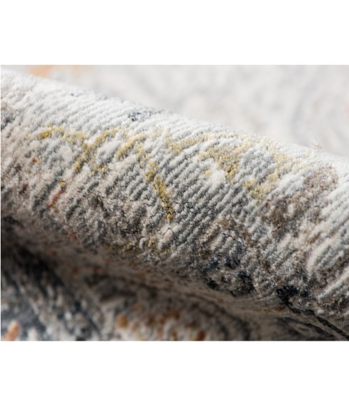 Amer Fairmont Hennasie Silver/Orange Polyester Blend Area Rug 5'3"x7'10"