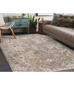 Amer Fairmont Mella Gray Bordered Polyester Area Rug 9'3" x 12'3"