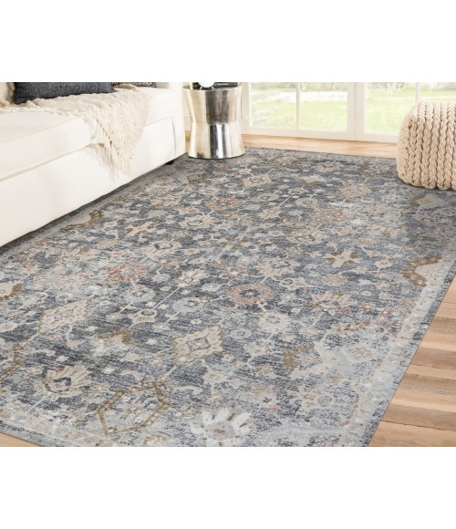 Fairmont Mella Dark Gray Bordered Polyester Rug Fairmont Mella Dark Gray Bordered Polyester Area Rug