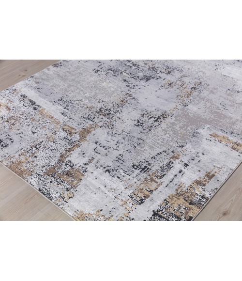 Amer Hamilton Wright Gray/Gold Polyester Blend Area Rug 2'x3'