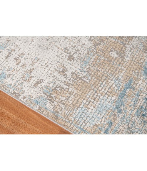 Amer Hamilton Alerra Gold/Blue Polyester Blend Area Rug 2'x3'