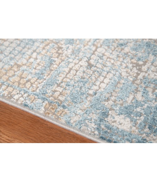 Amer Hamilton Alerra Gold/Blue Polyester Blend Area Rug 2'x3'