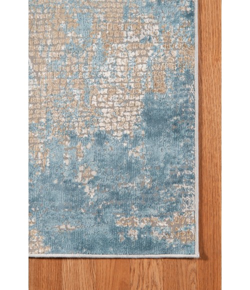 Amer Hamilton Alerra Gold/Blue Polyester Blend Area Rug 2'x3'