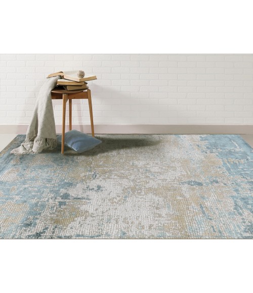 Amer Hamilton Alerra Gold/Blue Polyester Blend Area Rug 2'x3'