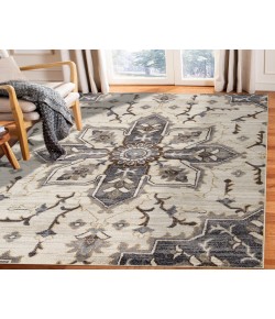 Amer Jordan Eva Ivory/Blue Traditional Medallion Rug 1'10" x 2'11"
