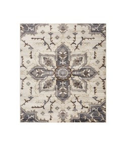 Amer Jordan Eva Ivory/Blue Traditional Medallion Area Rug 6'7" x 9'