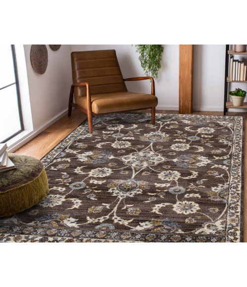 Jordan Bea Brown Traditional Floral Area Rug