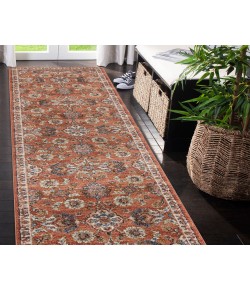 Amer Jordan Bea Orange Traditional Floral Runner Rug 2'7" x 10"