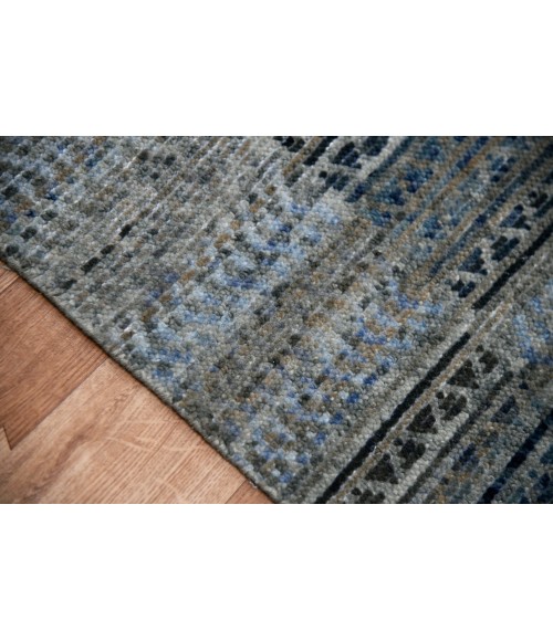 Amer Legacy Barton Gray/Blue Hand-Knotted Wool Area Rug 8'x10'