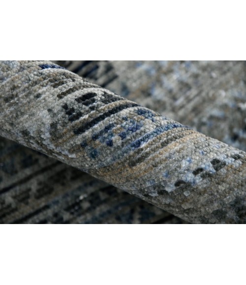 Amer Legacy Barton Gray/Blue Hand-Knotted Wool Area Rug 8'x10'