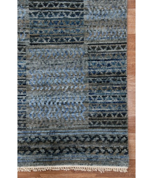 Amer Legacy Barton Gray/Blue Hand-Knotted Wool Area Rug 8'x10'