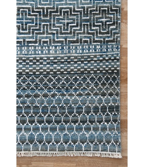Amer Legacy Aleyn Blue Hand-Knotted Wool Blend Area Rug 2'x3'