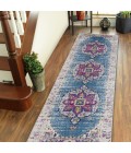 Amer Manhattan Lecat Boho Medallion Turquoise/Pink Runner Rug 2'6"x7'6"