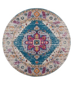 Amer Manhattan MAN-15 Lecat Turquoise/Pink Area Rug 6 ft. 6 in. X 6 ft. 6 in.R Round