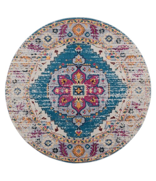 Amer Manhattan Lecat Boho Medallion Turquoise/Pink Runner Rug 2'6"x7'6"