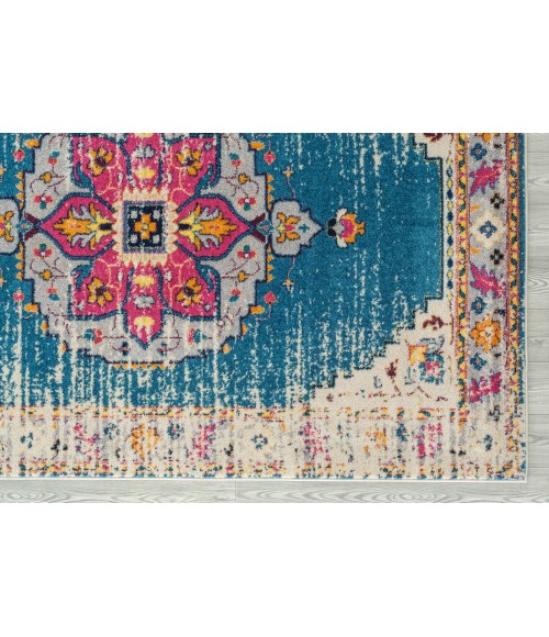 Amer Manhattan Lecat Boho Medallion Turquoise/Pink Runner Rug 2'6"x7'6"