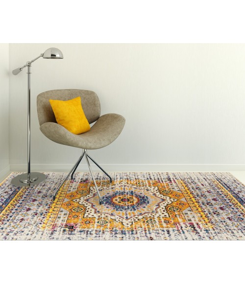 Amer Manhattan Beale Boho Medallion Orange/Ivory Runner Rug 2'6"x7'6"