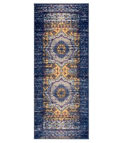 Amer Manhattan MAN-34 Beale Navy/Orange Area Rug 2 ft. 6 in. X 6 ft. Runner