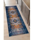 Amer Manhattan Beale Boho Medallion Navy/Orange Runner Rug 2'6"x7'6"