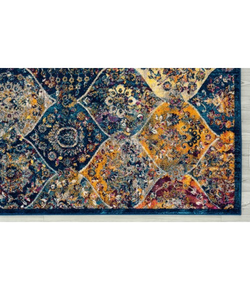 Amer Manhattan Anses Moroccan Navy/Orange Runner Rug 2'6"x7'6"