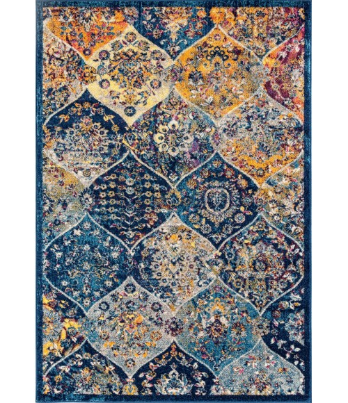 Amer Manhattan Anses Moroccan Navy/Orange Runner Rug 2'6"x7'6"