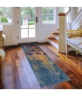 Amer Manhattan Bunnt Abstract Orange/Navy Runner Rug 2'6"x7'6"