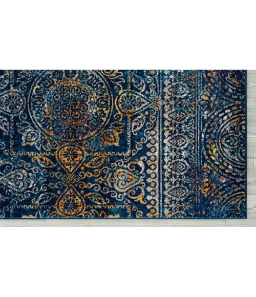 Amer Manhattan Burke Tribal Navy Runner Rug 2'6"x7'6"