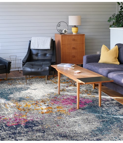 Amer Montana Lizette Blue/Pink Polypropylene Area Rug 5'3"x7'6"