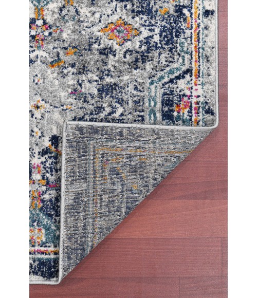 Amer Montana Myro Blue/Orange Polypropylene Runner Rug 2'7"x8'