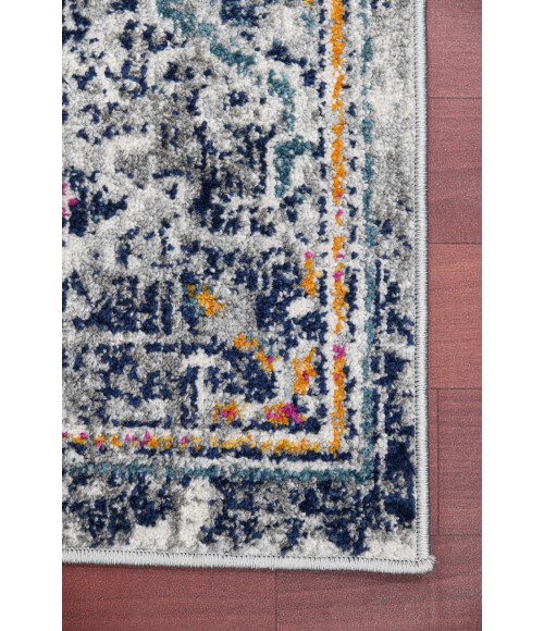 Amer Montana Myro Blue/Orange Polypropylene Runner Rug 2'7"x8'