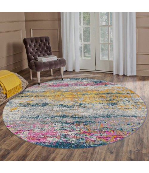 Amer Montana Blesilda Orange/Pink Polypropylene Round Rug 7'6"x7'6"R