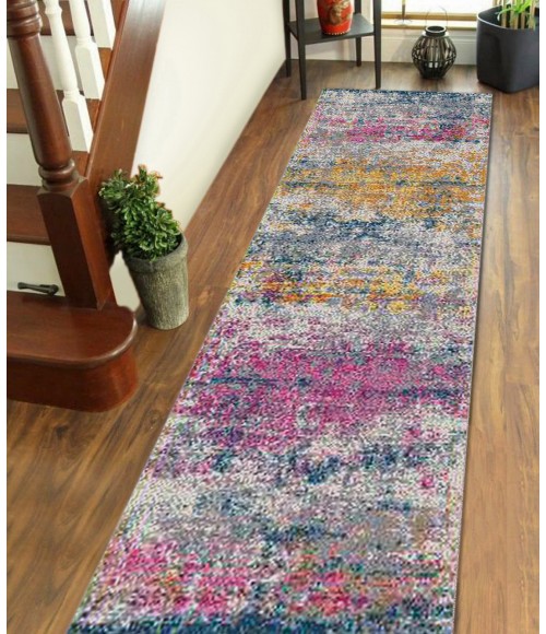Amer Montana Blesilda Orange/Pink Polypropylene Runner Rug 2'7"x8'