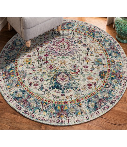 Amer Montana Carrey Gray/Orange Polypropylene Round Rug 7'6"x7'6"R