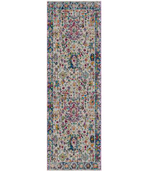 Amer Montana Carrey Gray/Orange Polypropylene Runner Rug 2'7"x8'
