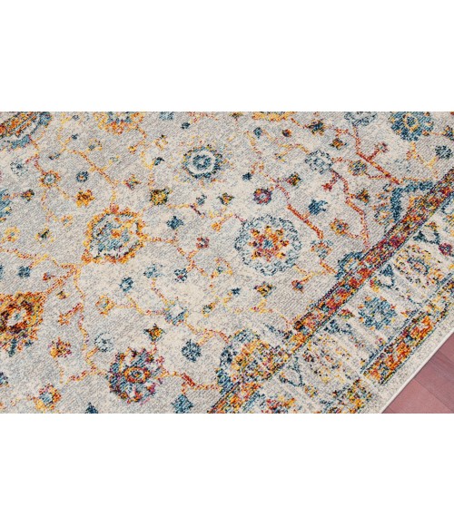Amer Montana Estrel Ivory/Orange Polypropylene Round Rug 7'6"x7'6"R