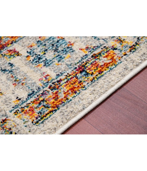 Amer Montana Estrel Ivory/Orange Polypropylene Round Rug 7'6"x7'6"R