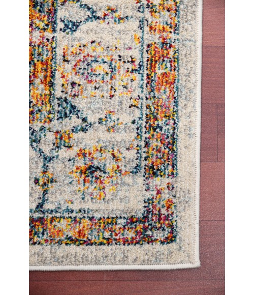 Amer Montana Estrel Ivory/Orange Polypropylene Round Rug 7'6"x7'6"R