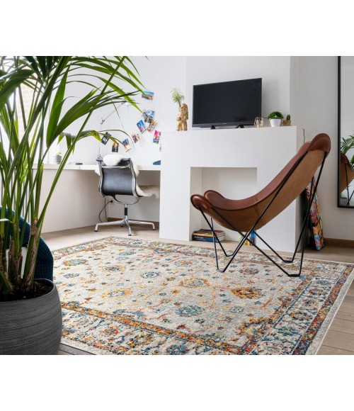 Amer Montana Estrel Ivory/Orange Polypropylene Area Rug 5'3"x7'6"