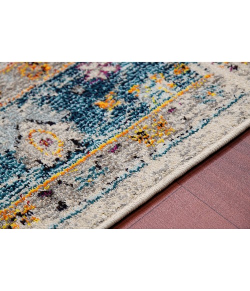 Amer Montana Filomina Blue/Orange Polypropylene Area Rug 5'3"x7'6"