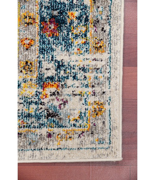 Amer Montana Filomina Blue/Orange Polypropylene Area Rug 5'3"x7'6"