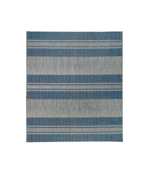 Maryland Blessy Blue Striped Indoor/Outdoor Area Rug