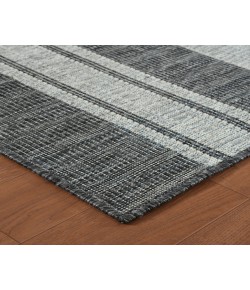 Amer Maryland Blessy Silver Striped Indoor/Outdoor Area Rug 28" x 96"