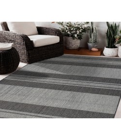 Amer Maryland Blessy Silver Striped Indoor/Outdoor Area Rug 78" x 118"