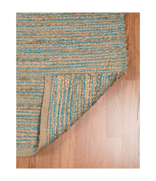 Amer Naturals Sinclair Blue Organic Jute/Cotton Flatweave Area Rug 8'x10'