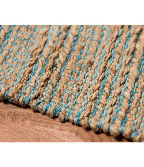 Amer Naturals Sinclair Blue Organic Jute/Cotton Flatweave Area Rug 8'x10'