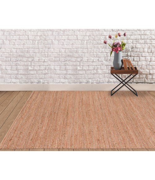 Amer Naturals Sinclair Orange Organic Jute/Cotton Flatweave Area Rug 8'x10'