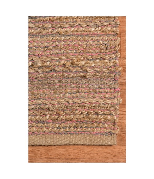 Amer Naturals Sinclair Pink Organic Jute/Cotton Flatweave Area Rug 8'x10'