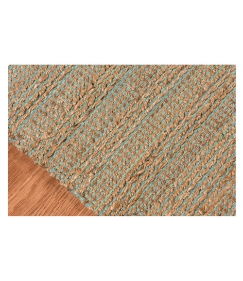 Amer Naturals Sinclair Aqua Organic Jute/Cotton Flatweave Area Rug 8'x10'
