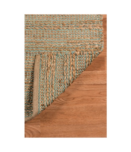 Amer Naturals Sinclair Aqua Organic Jute/Cotton Flatweave Area Rug 8'x10'